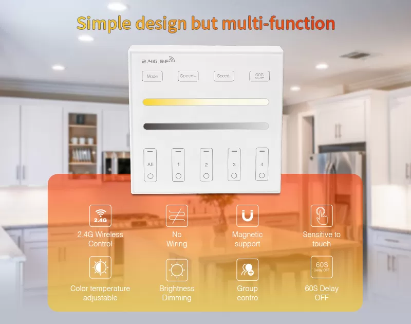 2.4G 4-Zone RF CCT Wall Mounted Panel Remote