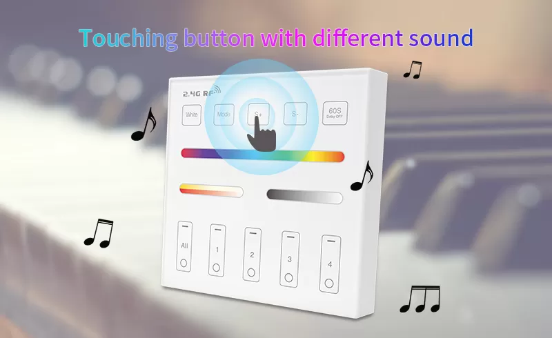 2.4G 4-Zone RF RGBCCT Wall Mounted Panel LED Remote