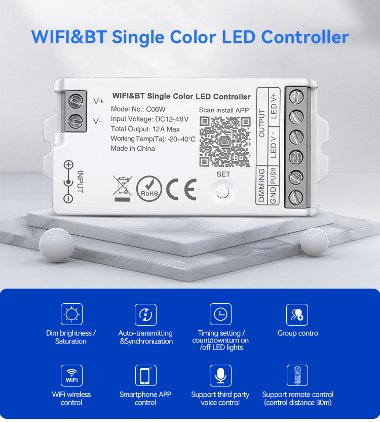 2.4G 48V WiFi Single Color LED Controller