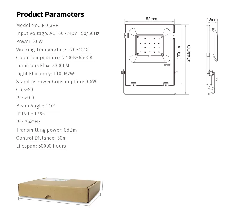 3.0 30W Zigbee3.0 RGBCCT LED Floodlight