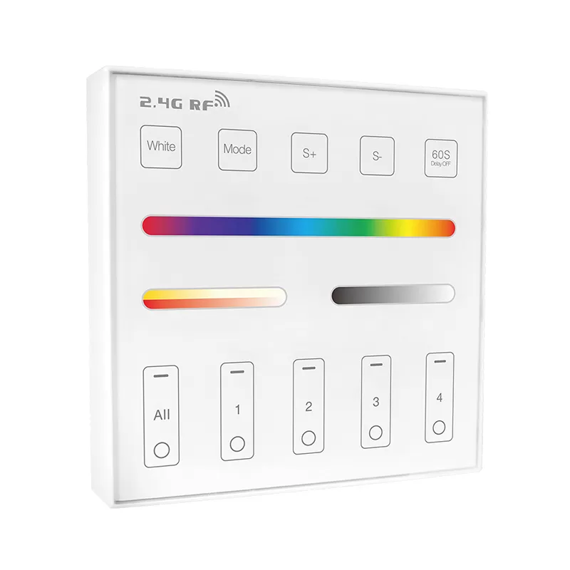4-Zone RF RGBCCT Wall Mounted Panel LED Remote