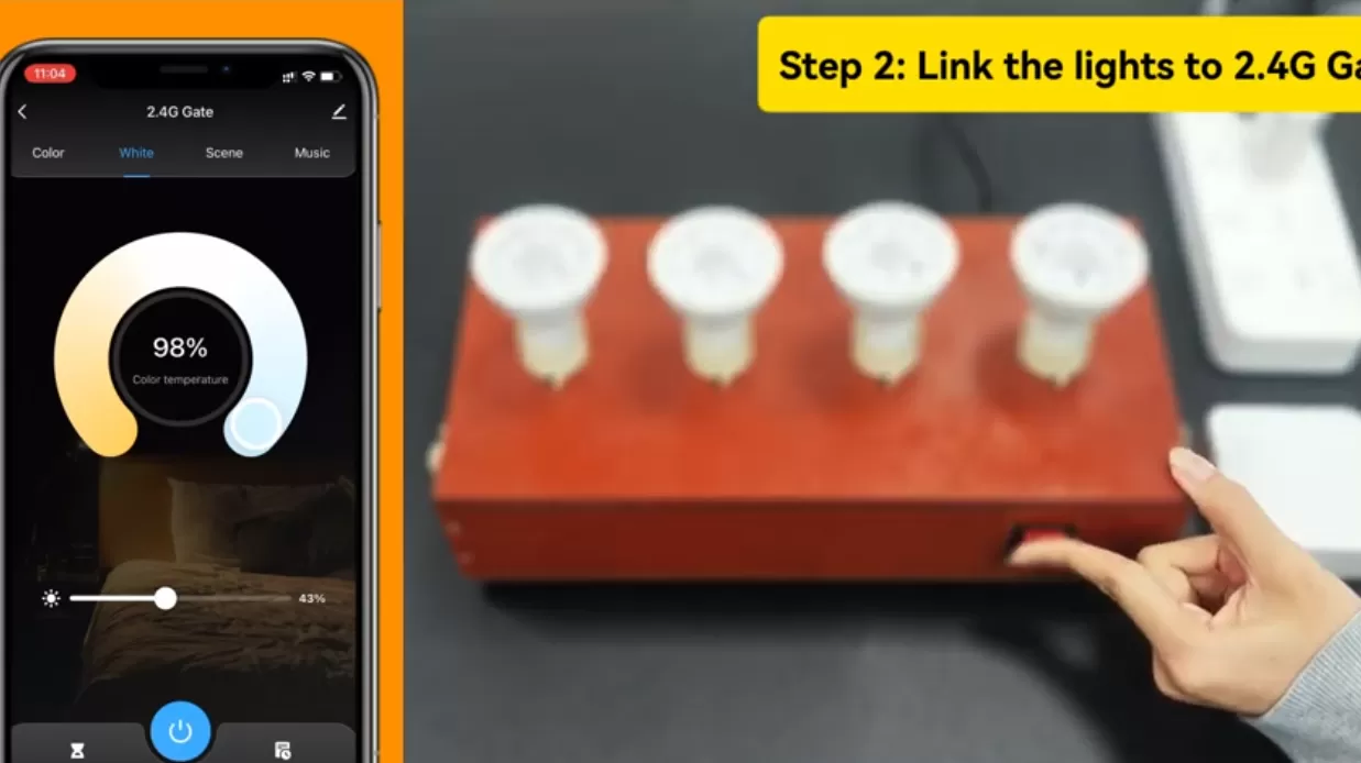 App Control Our 2.4G RF RGBCCT GU10 Smart Bulb