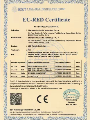 ce for panel remote and handhled remote