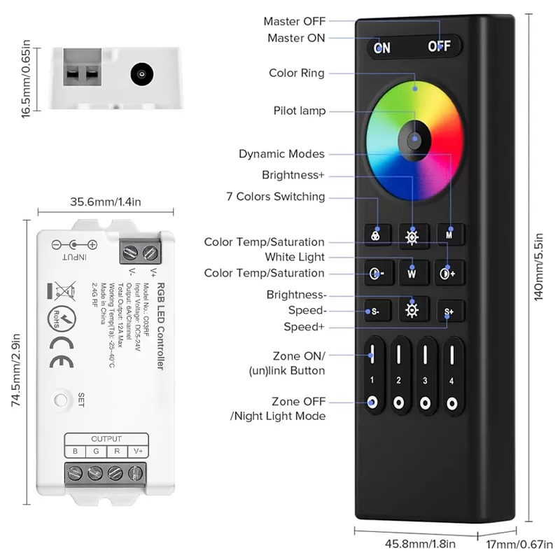 2.4G RF RGBW LED Controller